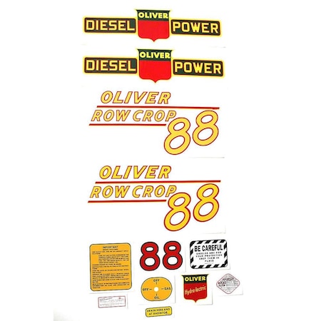 Aftermarket Standard Diesel Yellow Numbers Tractor Decals for Oliver 88 MAE30-1442